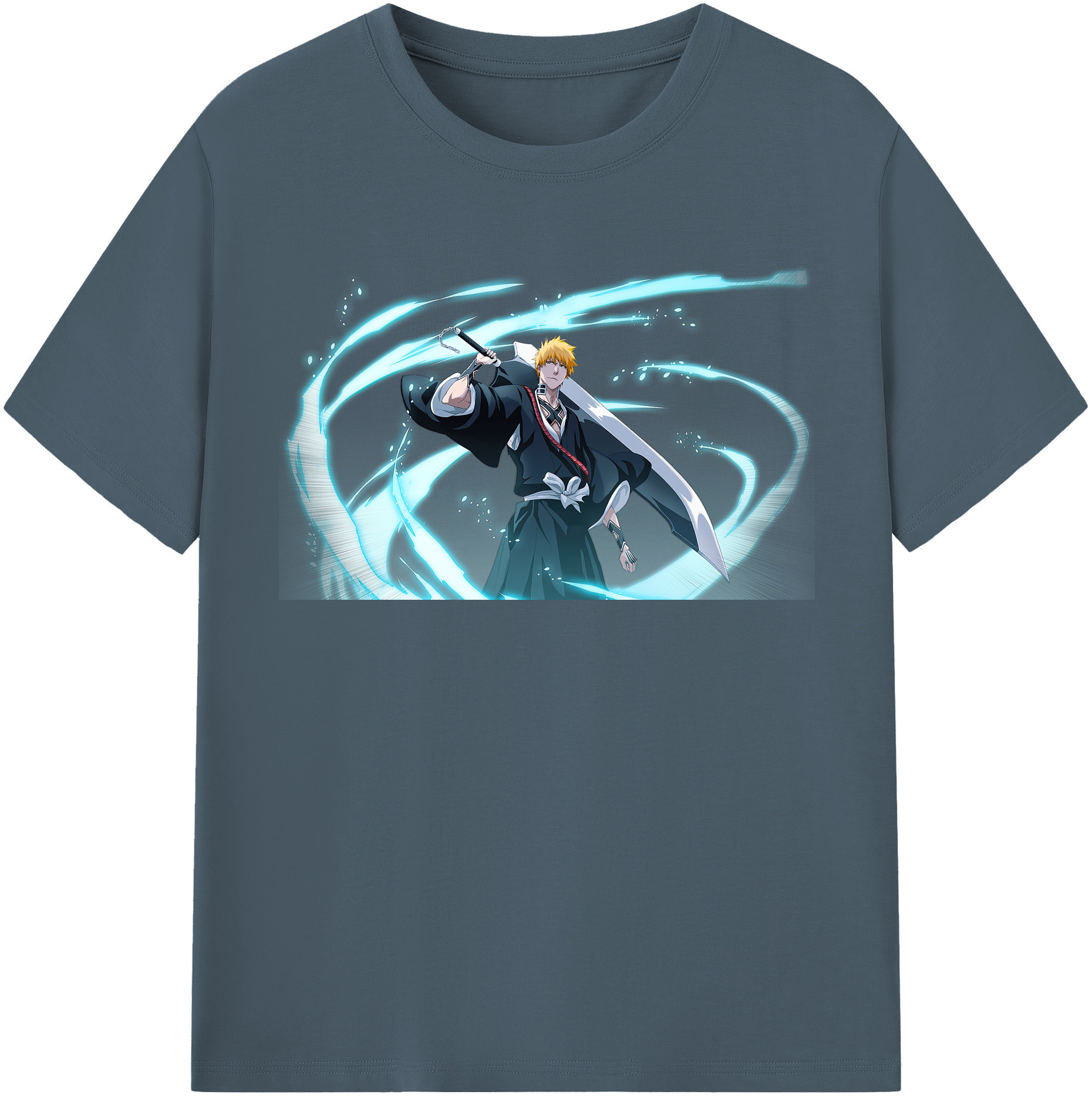 （画像用） ブリーチ 黒崎一護（くろさき いちご）BLEACH Kurosaki Ichigo 綿100％半袖Tシャツ（フロントプリント）